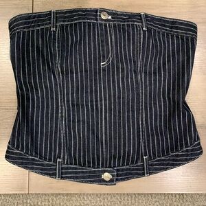 Zara Dark denim white striped corset top size XL